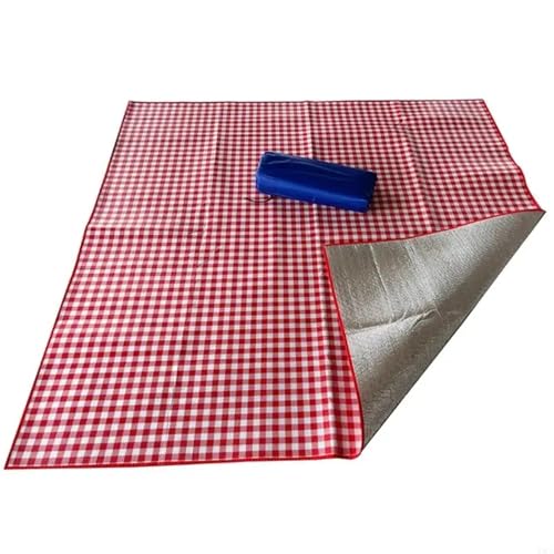 ITRHJTGP Picknickdecke Faltbare, tragbare Decke, praktische Matte, Strandteppich mit Karomuster, for Parkpicknicks, Camping, Reisen, Outdoor-Konzerte(Red) von ITRHJTGP