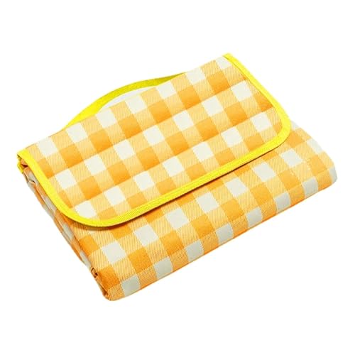 ITRHJTGP Picknickdecke Feuchtigkeitsbeständige Picknickmatte, Tragbare Frühlingsausflugs-Campingmatte, Verdickte Vliesmatte, Leichte Klappmatratze, Strandmatte for Den Außenbereich(Yellow,2x2m) von ITRHJTGP