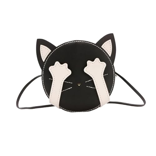 ITRHJTGP Umhängetaschen-Bastelsets DIY-Umhängetaschen-Herstellungsset, handgewebte Tasche, vorgeschnittenes Leder, Nähen, Lederhandwerk, Katzenform, komplettes Werkzeug for Anfänger(Black) von ITRHJTGP