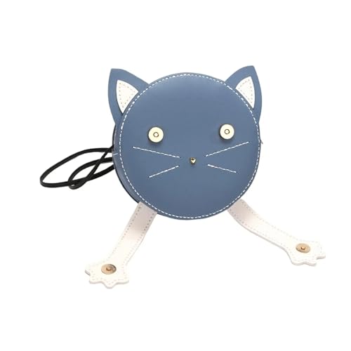 ITRHJTGP Umhängetaschen-Bastelsets DIY-Umhängetaschen-Herstellungsset, handgewebte Tasche, vorgeschnittenes Leder, Nähen, Lederhandwerk, Katzenform, komplettes Werkzeug for Anfänger(Blue) von ITRHJTGP