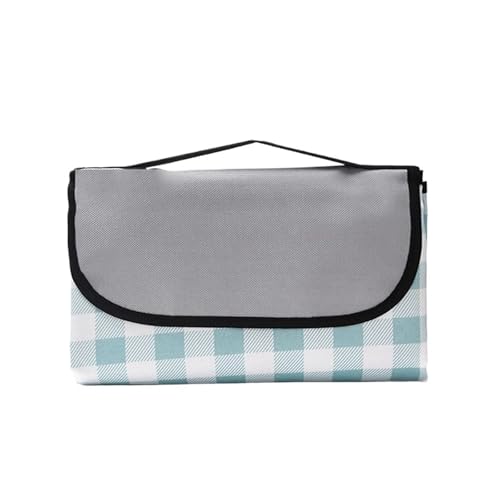 Picknickdecke Outdoor Camping Matte for Picknickdecke Strandbett 600D Oxford Tuch Matratzen wasserdichte Plane Rasen Strandkissen Isomatte Wanderung(Green White Plaid,100x150cm) von ITRHJTGP