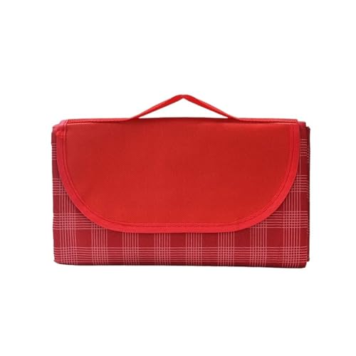 Picknickdecke Outdoor Camping Matte for Picknickdecke Strandbett 600D Oxford Tuch Matratzen wasserdichte Plane Rasen Strandkissen Isomatte Wanderung(Red Plaid,100x150cm) von ITRHJTGP