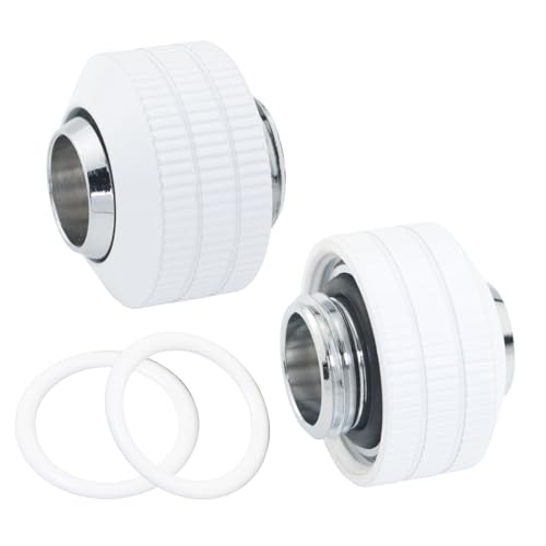 ITROLLE 2 Stück PVC-Schlauch-Kupferadapter G1/4 Gewinde auf 3/8 Zoll I.D. 1/2 Zoll Außendurchmesser. Weiße Schlauch-Kompressionsverschraubung für Computer-Wasserkühlungssysteme von ITROLLE