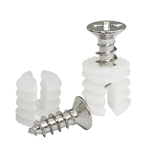 ITROLLE 50 Sets Kunststoff 4x10 Scharnierdübeleinsätze Kunststoff Scharnierdübel Kunststoffdübeleinsätze mit Schrauben von ITROLLE