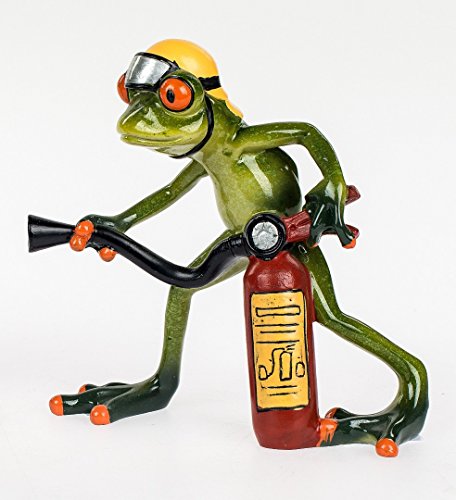 ITRR Dekofigur Frosch Feuerwehrmann, stehend handbemalt; ca.14cm von ITRR
