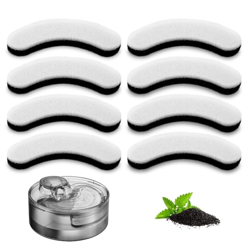 ITSCUTE Kompatibel mit DF10 & DF30 automatischem Haustier-Wasserspender, Wasserfilter-Ersatz, Kohle-Katzen-Wasserbrunnenfilter, Dreifach-Filtrations-Haustierbrunnenfilter (8 Filter) von ITSCUTE