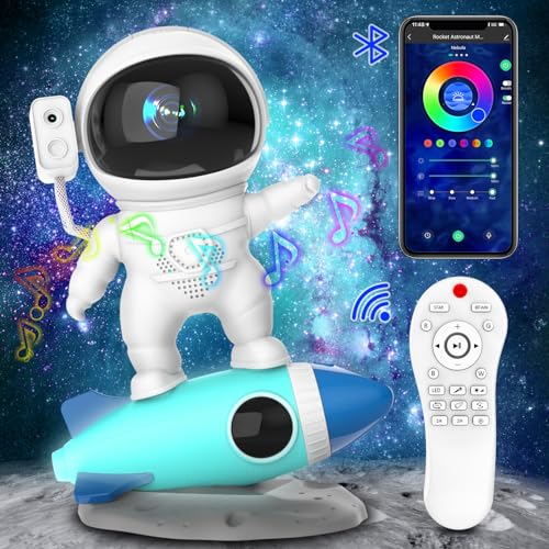 Astronaut Sternenhimmel Projektor, Led Sternenhimmel Projektor Kinder, Projektor Lampe Sternenhimmel mit Bluetooth Lautsprecher Weißes Rauschen Funktion für Erwachsene Geburtstag Neujahrsgeschenke von ITSHINY