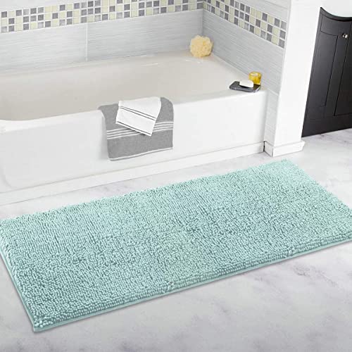 ITSOFT Badvorleger aus Chenille, rutschfest, weich, Mikrofaser, Badvorleger mit Wasseraufnahme, maschinenwaschbar, 53 x 120 cm, Spa Blau von ITSOFT