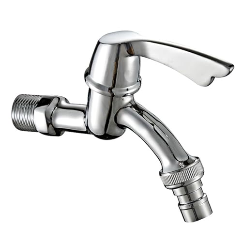 An der Wand montierter einzelner Kaltwasserhahn, Außenhähne Silber for den Garten Messing-Waschmaschinenhahn im Freien mit 1/2 Zoll von ITTRUH