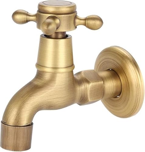 An der Wand montierter einzelner Kaltwasserhahn, an der Wand montierter Vintage-Wasserhahn aus massivem Messing for Küchenspüle, Moppbecken (kurz) von ITTRUH