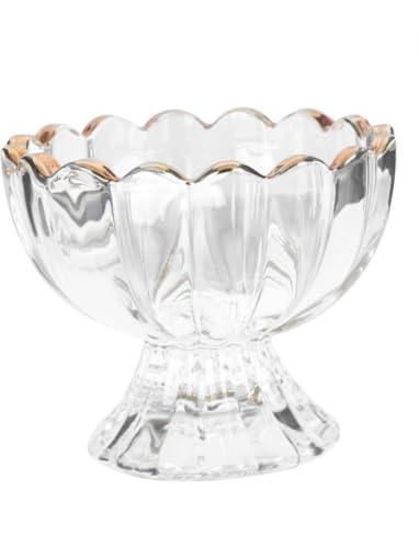 ITTRUH Dessertgläser, Dessertschalen aus Glas, 1 Stück, mit Goldrand, Eisbecher, Puddingbecher, Mini-Dessertbecher, Abtropfgestell, Cocktail-Vorspeisenbecher, Soßenbecher von ITTRUH