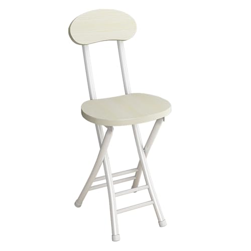 ITTRUH Klapphocker mit Rückenlehne, 18 Zoll tragbarer Stuhl mit Rückenlehne, Faltbarer runder Thekenhocker for Erwachsene, Campingküche(Light Yellow) von ITTRUH
