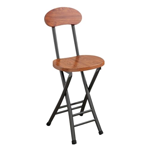 ITTRUH Klapphocker mit Rückenlehne, 18 Zoll tragbarer Stuhl mit Rückenlehne, Faltbarer runder Thekenhocker for Erwachsene, Campingküche(Walnut Color) von ITTRUH