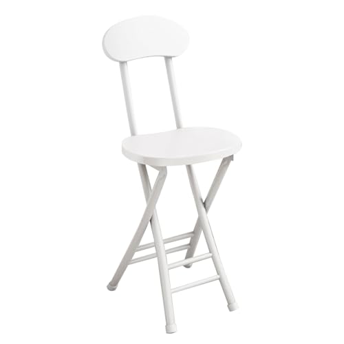 ITTRUH Klapphocker mit Rückenlehne, 18 Zoll tragbarer Stuhl mit Rückenlehne, Faltbarer runder Thekenhocker for Erwachsene, Campingküche(White) von ITTRUH