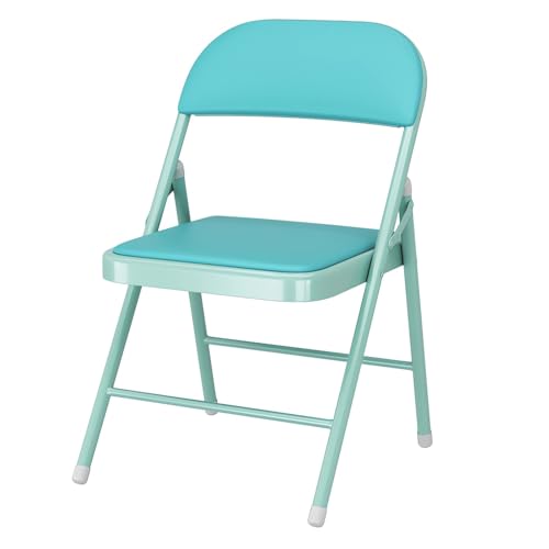 ITTRUH Klapphocker mit Rückenlehne, klappbarer Barhocker mit Rückenlehne, tragbarer gepolsterter Barstuhl aus Leder, klappbar for den Innenbereich(Blue) von ITTRUH