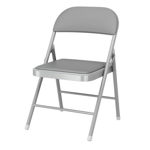 ITTRUH Klapphocker mit Rückenlehne, klappbarer Barhocker mit Rückenlehne, tragbarer gepolsterter Barstuhl aus Leder, klappbar for den Innenbereich(Grey) von ITTRUH