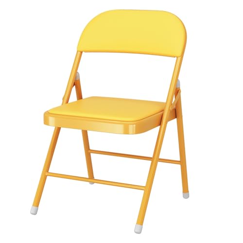 ITTRUH Klapphocker mit Rückenlehne, klappbarer Barhocker mit Rückenlehne, tragbarer gepolsterter Barstuhl aus Leder, klappbar for den Innenbereich(Yellow) von ITTRUH