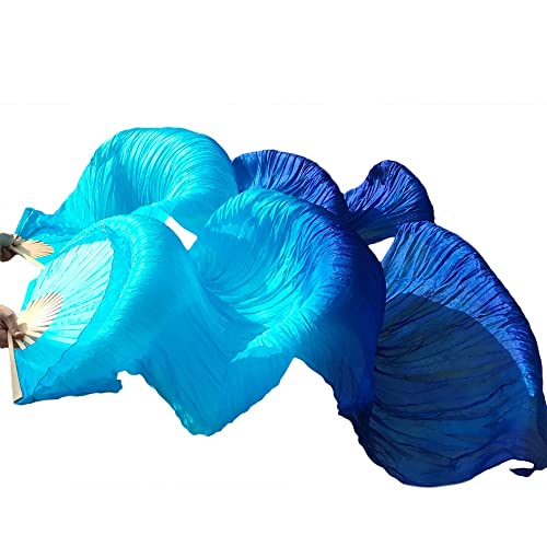 ITTRUH Langer Yangko-Tanzfächer, Nationaler Tanzfächer, Handfaltfächer, Spatzenengel-Bauchtanzfächer, handgefertigte Seidenschleierfächer, Bauchtanzfächer, 2 Stück(Blue,180cm 90cm) von ITTRUH