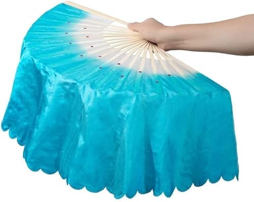 ITTRUH Langer Yangko-Tanzfächer, Nationaler Tanzfächer, aus Simulationsseide, Farbverlaufsfarbe, Bauchtanz, Orientalischer Tanz, Showfächer, lang, 51 cm(Blueright) von ITTRUH