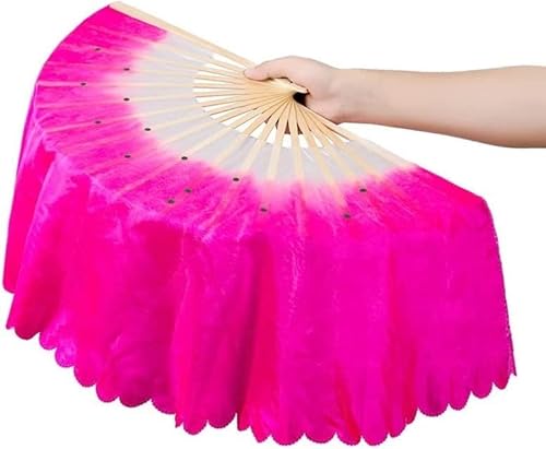 ITTRUH Langer Yangko-Tanzfächer, Nationaler Tanzfächer, aus Simulationsseide, Farbverlaufsfarbe, Bauchtanz, Orientalischer Tanz, Showfächer, lang, 51 cm(Roseright) von ITTRUH