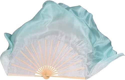 ITTRUH Langer Yangko-Tanzfächer, Nationaltanz-Tanzfächer, Farbverlaufs-Seiden-Tanzfächer, klassischer Tanz, Bauchtanz, Festival, Bühnenauftritt, Requisiten, 76 cm lang(Blueleft) von ITTRUH