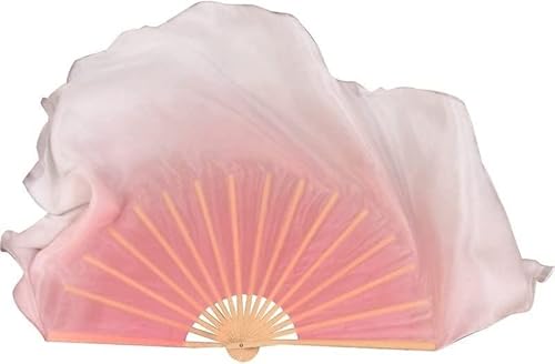 ITTRUH Langer Yangko-Tanzfächer, Nationaltanz-Tanzfächer, Farbverlaufs-Seiden-Tanzfächer, klassischer Tanz, Bauchtanz, Festival, Bühnenauftritt, Requisiten, 76 cm lang(Pinkleft) von ITTRUH