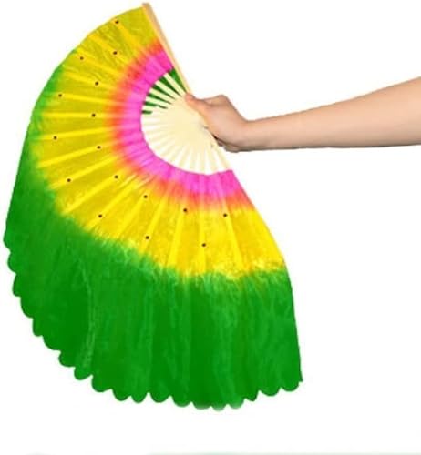 ITTRUH Langer Yangko-Tanzfächer, Nationaltanz-Tanzfächer, Kunstseiden-Tanzfächer, Farbverlaufs-Performance-Fächer, geeignet for Bauchtanz, orientalischen Tanz, ägyptischen(Greenright) von ITTRUH