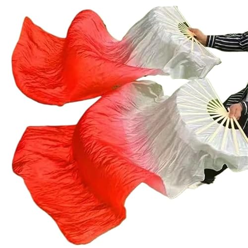 ITTRUH Langer Yangko-Tanzfächer, Yangko-Fächer, Nationaler Tanzfächer, handfaltbarer Sparrow Angel-Bauchtanzfächer, Seidenschleier-Fächer, Paar (Farbe: Rot), 150 cm, 2 Stück von ITTRUH