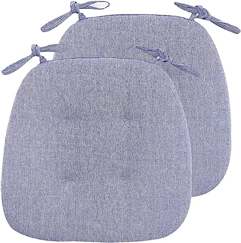 ITTRUH Runde Sitzkissen, Küchenstuhlkissen mit Bändern, doppelseitige Stuhlpolster for das Esszimmer, U-förmige rutschfeste, 2 Stück, 43 x 41 35 cm(Blue) von ITTRUH