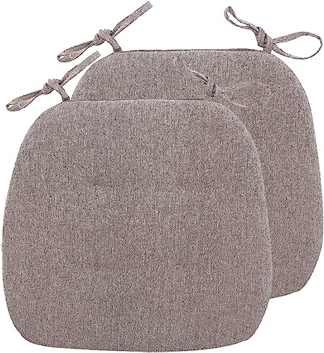 ITTRUH Runde Sitzkissen, Küchenstuhlkissen mit Bändern, doppelseitige Stuhlpolster for das Esszimmer, U-förmige rutschfeste, 2 Stück, 43 x 41 35 cm(Coffee) von ITTRUH