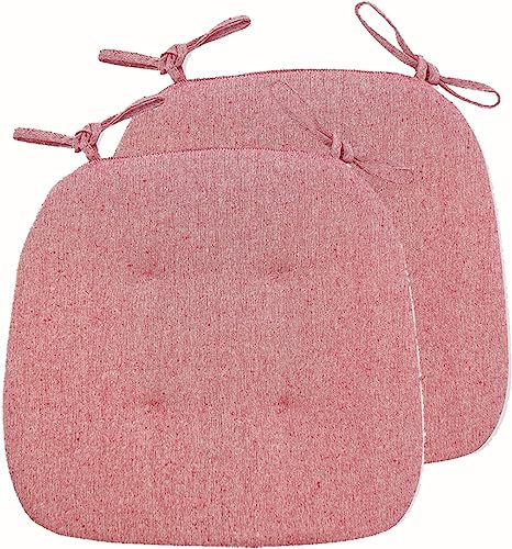 ITTRUH Runde Sitzkissen, Küchenstuhlkissen mit Bändern, doppelseitige Stuhlpolster for das Esszimmer, U-förmige rutschfeste, 2 Stück, 43 x 41 35 cm(Red) von ITTRUH