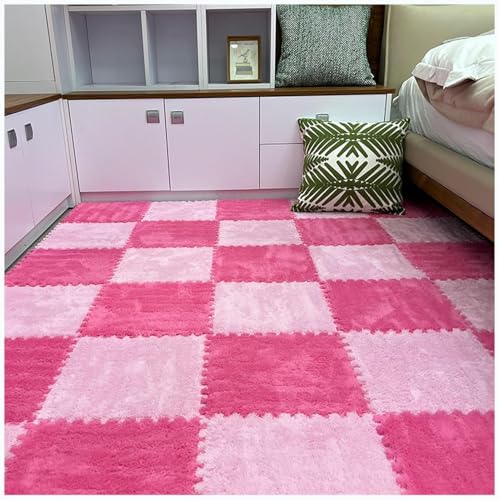 Ineinander greifende Fußmatten, ineinander greifende Teppichfliesen aus Samt, Bodenmatten for gemütliche Heimdekoration, Spielzimmer, Schlafzimmer, quadratische Schaumstoff-Teppiche, 30,5 x 30,5 cm(Pi von ITTRUH