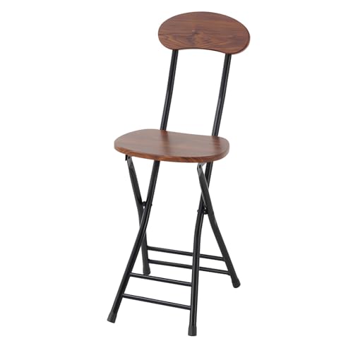 Klapphocker mit Rückenlehne, tragbarer Klappstuhl aus Metall, Faltbarer Hochhocker for Camping im Freien von ITTRUH