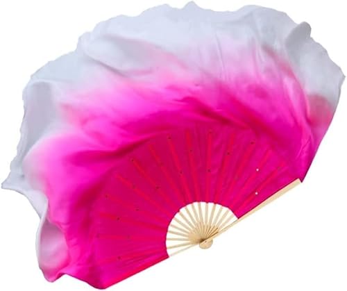 Langer Yangko-Tanzfächer, Nationaltanz-Tanzfächer, Seidentanzfächer, Farbverlaufs-Seiden-Performance-Fächer, klassischer Tanz, Bauchtanz, Festival-Performance-Requisiten, 76 cm lang(Pink Whiteright) von ITTRUH