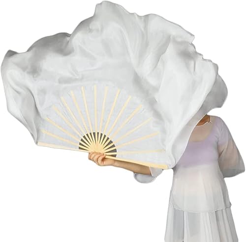 Langer Yangko-Tanzfächer, Nationaltanz-Tanzfächer, Seidentanzfächer, Farbverlaufs-Seiden-Performance-Fächer, klassischer Tanz, Bauchtanz, Festival-Performance-Requisiten, 76 cm lang(Whiteright) von ITTRUH