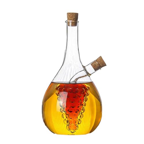 Öl- und Essigspender aus Glas, 2-in-1-Öl-, Flasche mit Korken, mundgeblasenes(400+50ml) von ITTRUH