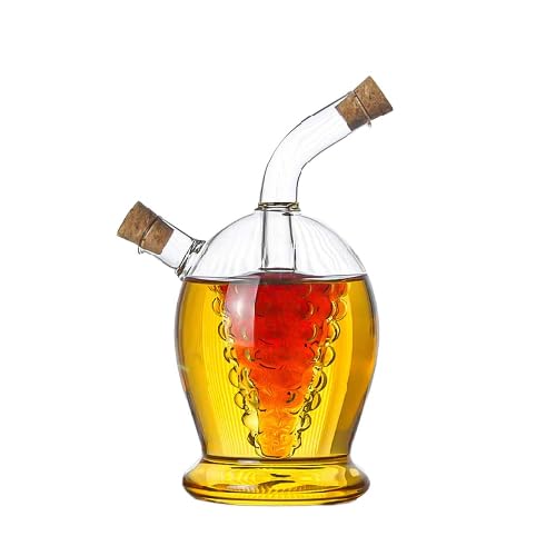 Öl- und Essigspender aus Glas, 2-in-1-Öl-, Flasche mit Korken, mundgeblasenes(450+30ml) von ITTRUH