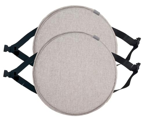 Runde Sitzkissen, 3er-Pack Stuhlpolster for hohe Hocker mit Bändern, rutschfestes rundes for Küchenstühle, Mehrfarbig erhältlich(Gray,40cm) von ITTRUH