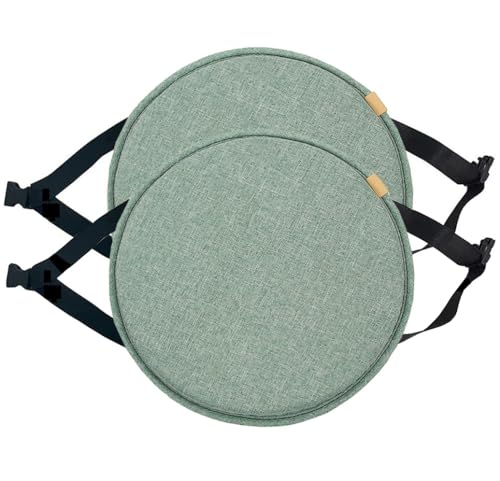Runde Sitzkissen, 3er-Pack Stuhlpolster for hohe Hocker mit Bändern, rutschfestes rundes for Küchenstühle, Mehrfarbig erhältlich(Green,40cm) von ITTRUH