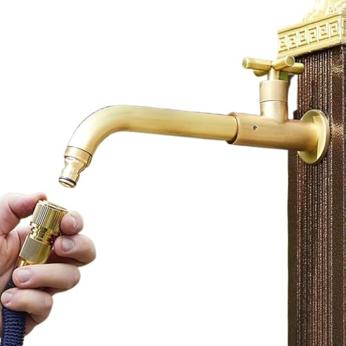 Wandmontierter einzelner Kaltwasserhahn, Außen-Messinghahn Außenspüle Wasserhahn Frost(Brass) von ITTRUH