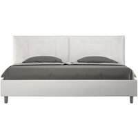 Kingsize-Doppelbett mit gepolstertem Behälter 200x200, weißem Kunstleder Annalisa Large von ITYHOME