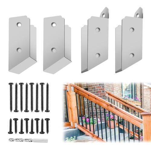 ITeVe.GD 30-Grad-Winkel, Deck-Geländer-Halterungen, 2 Paar, robuste Stahl-verdeckte Halterungen für 5,1 x 10,2 cm (tatsächliche 3,8 x 8,9 cm) Holzbalken, weiße schräge Treppenhalterungen für Holzzaun von ITeVe.GD