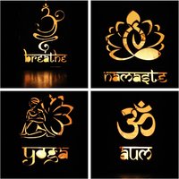 Yoga Breathe Namaste Holzlaterne, Om Lotus Yoga-Geschenk, Achtsamkeit Heilige Geometrie Sanskrit Yogaraum Meditation Licht Kerzenhalter von ITsmellsLikeWood