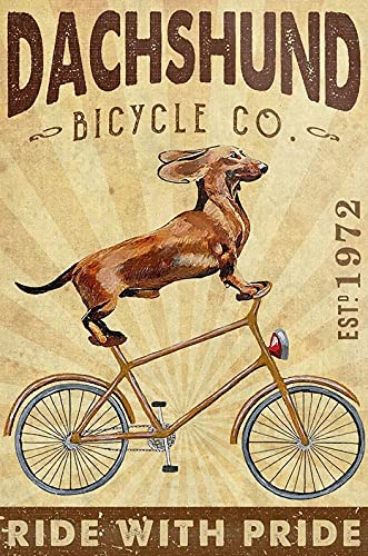 20 x 30 cm, Dackel-Hund, Fahrrad, Badezimmer, Wohnzimmer, Hundeliebhaber, lustige Dekoration, Poster, Wandkunst, Dekoration, Metallschilder von IUBBKI