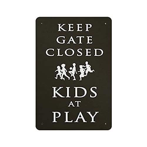 20 x 30 cm, Metall-Blechschild "Keep Gate Closed Kids at Play", Vintage-Blechposter, Wanddekoration, Landhaus, Küche, Zuhause, Garage, Dekoration von IUBBKI
