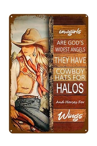 20 x 30 cm Blechschilder Vintage Cowgirls Are Gods Wildest Angels They Have Cowboyhüte für Halos Dekor Poster Wandkunst Blechschild Dekor Metallschild Poster von IUBBKI