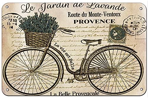 20 x 30 cm Vintage Französischer Lavendel Fahrrad Dekor Poster Wandkunst Blechschild Dekor Metallschild Poster von IUBBKI