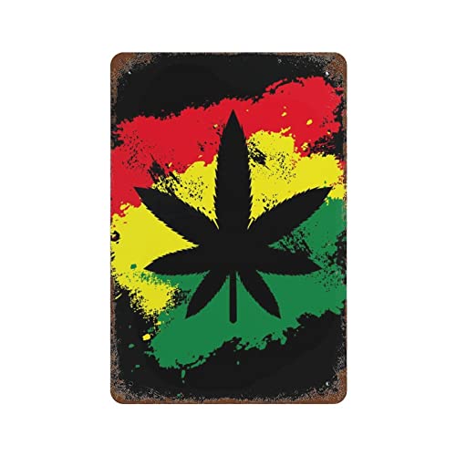 20 x 30 cm Weed Rastafarian Grunge Welcome Metall-Blechschild Poster Malerei mit Rost Vintage Home Wanddekoration von IUBBKI