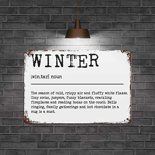 20 x 30 cm Winterdefinition Typografie Metallschild Winter Definition Aluminium Metallschild Wandkunst Vintage Rustikales Metallschild für Schlafzimmer Küche Café Bar Büro Garage von IUBBKI