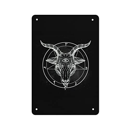 30 x 20 cm, Pentagramm mit Dämonen-Baphomet, Satanisches Ziegen-Blechschild, Vintage-Poster, Metallbild, Eisen-Schilder für Zuhause, Wand, Bar, Dekoration von IUBBKI